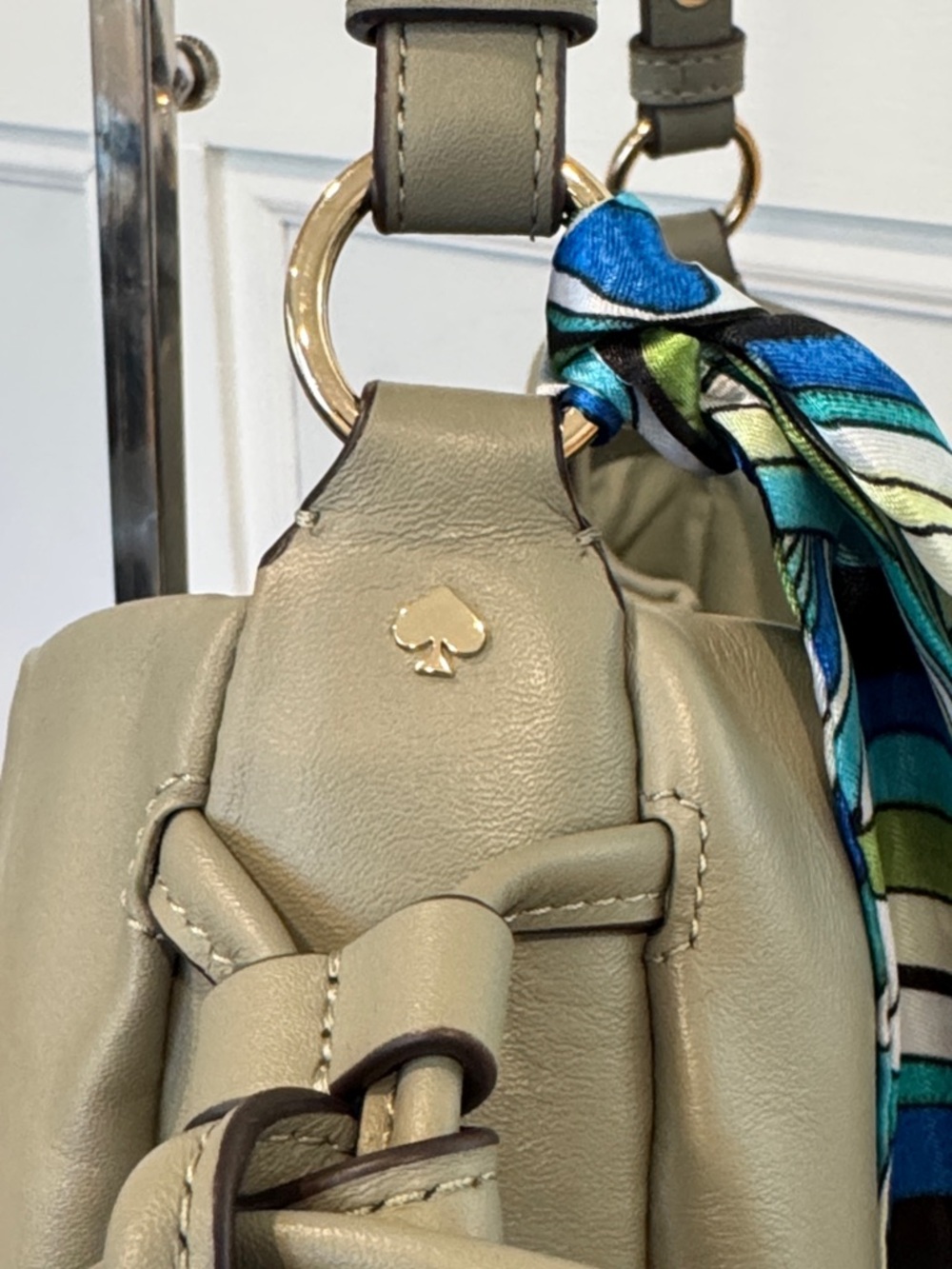 Kate Spade Bag Pinch Smooth Leather Quiet Luxury Shoulder Bag Oyster Shell Green - Picture 13 of 17